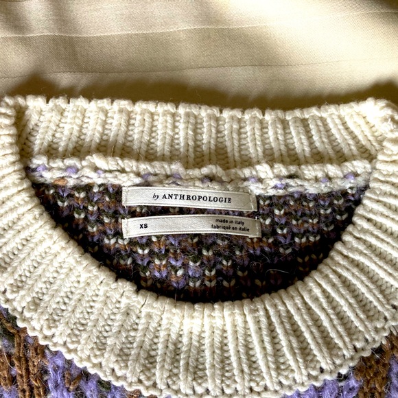 Anthropologie Fabiana Alpaca Wool Blend Fair Isle Knit Cropped Sweater - sz XS - Picture 6 of 14